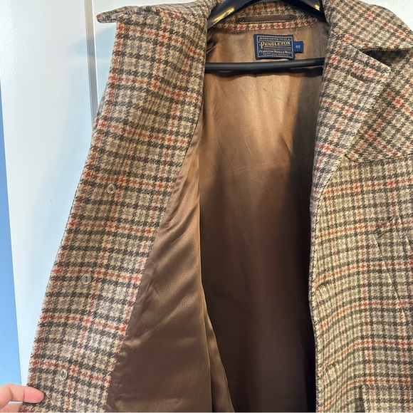 Vintage Pendleton men’s wool overcoat houndstooth plaid size 40 - Picture 4 of 17